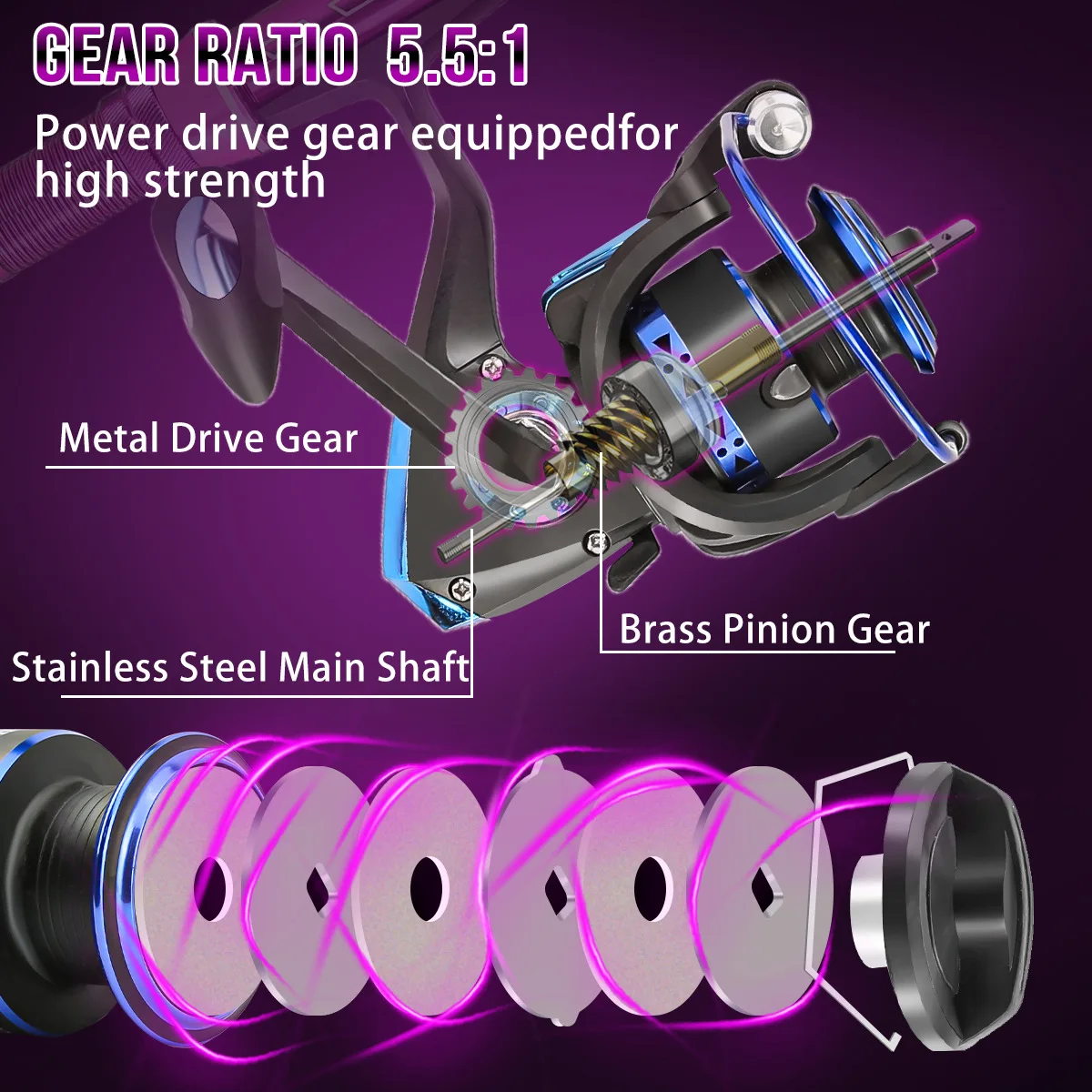 Combo de caña de pescar y carrete de 1,8 m y 2,1 M, caña de pescar, bolsa de carrete giratorio, anzuelos de señuelo, Kit completo de juego de ruedas de caña de carbono - imagen 4