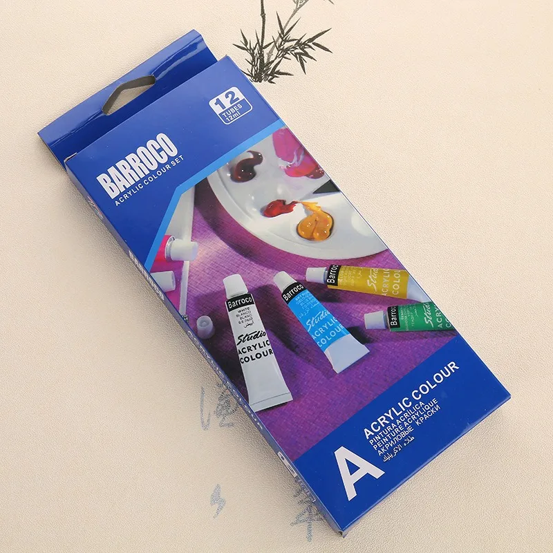 12 colores/juego de pintura artística DIY, juego profesional de acuarela acrílica, pincel de pinturas de piedra de cerámica, suministros escolares prácticos - imagen 5