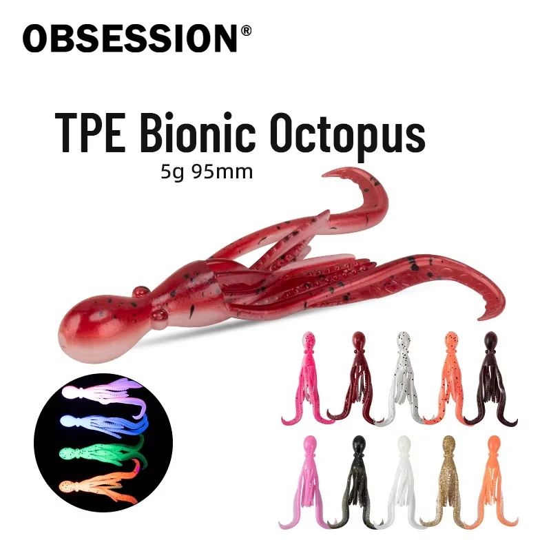 Señuelos pulpo luminosos Obsession – Silicona TPE para pesca marina