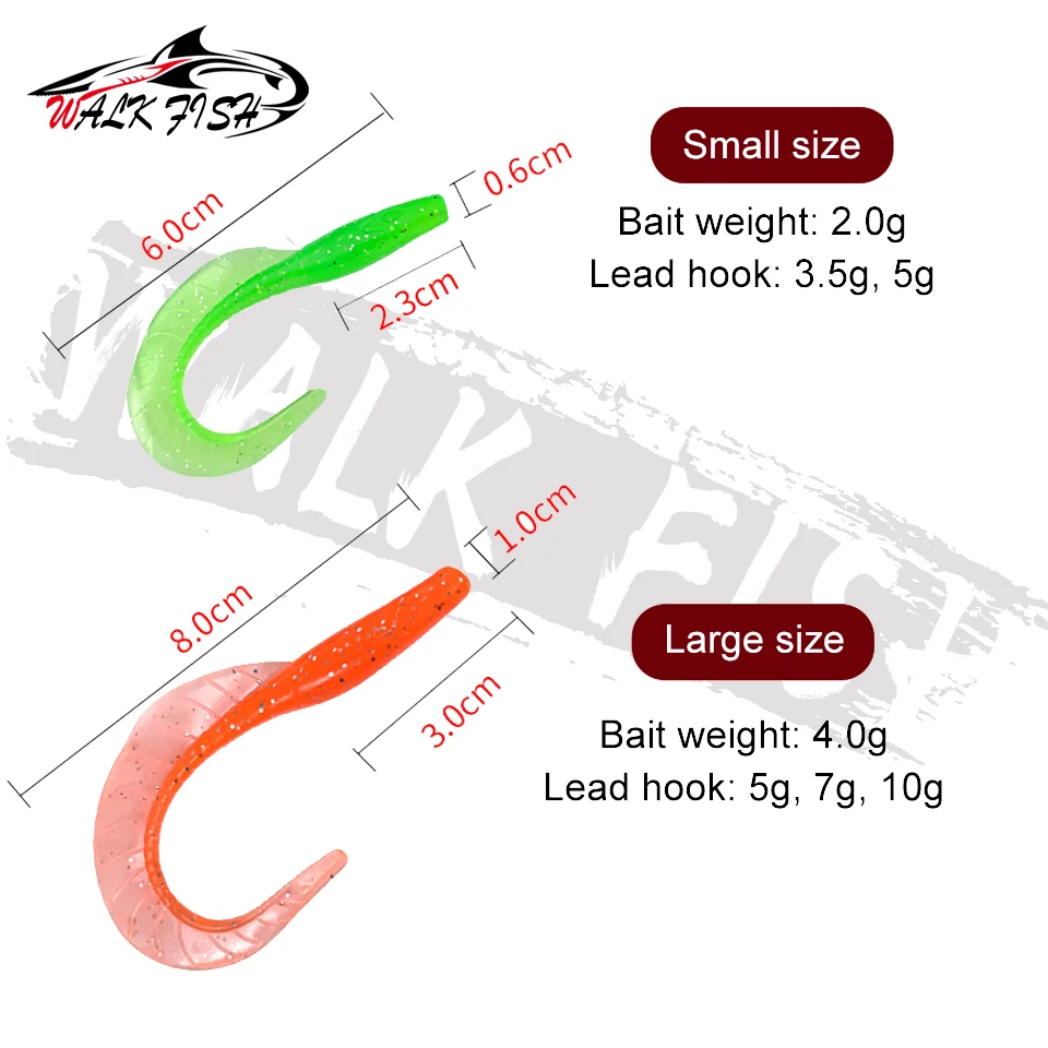WALK FISH-señuelo giratorio de 60MM y 80MM, cebo de silicona Artificial, suave, Wobbler, 10 unidades - imagen 3