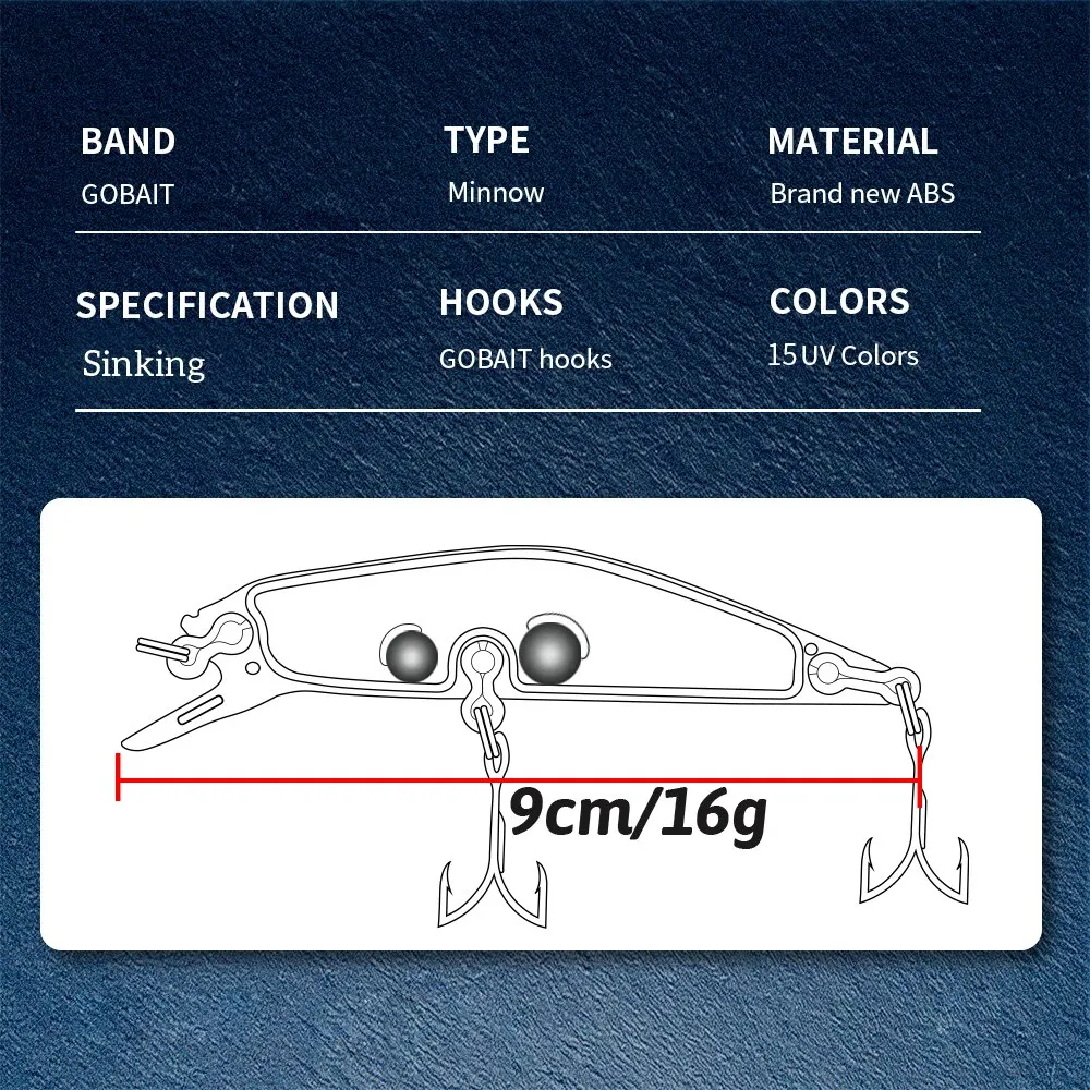 GOBAIT pececillo hundido 16g 9cm Wobbler Popper Pesca Swimbait cebo de silicona fundido aparejos Lucio anzuelo carpa señuelo de Pesca de mar Jerkbait - imagen 2