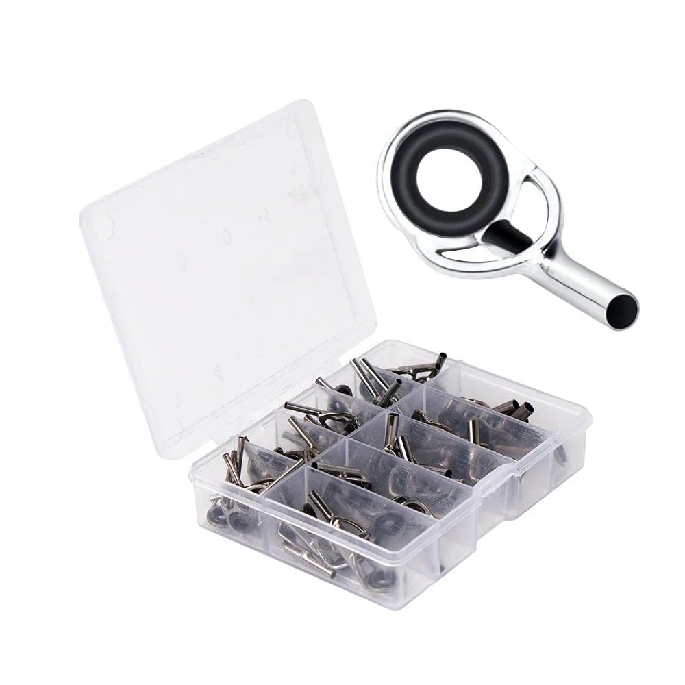 Parte superior del anillo de alambre guía de la caña de pescar, utilizado para el mantenimiento de la caña de pescar y reemplazo de accesorios de pesca 50 piezas por caja