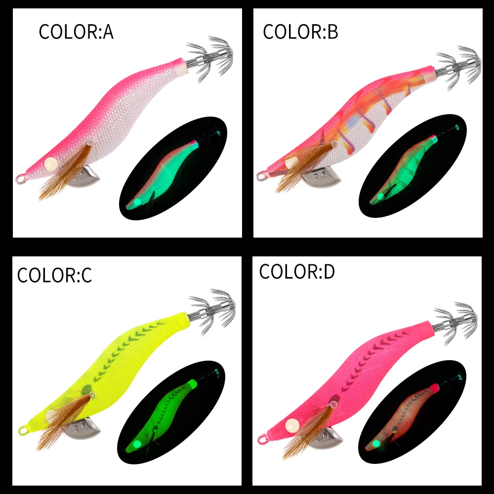 SQUID KIN Squid Bait  2.5# Artificial Jigging Lures Slow Sinking Strong Hooks Sea Fishing Octopus Cuttlefish Luminous EGI - imagen 2