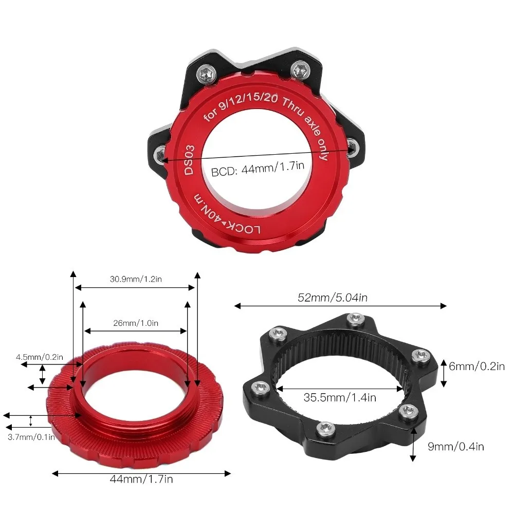 Adaptador de bloqueo central de aleación de aluminio, alto rendimiento, fácil instalación, adaptador de cubo de bicicleta, adaptador de Rotor de freno de disco de 52mm