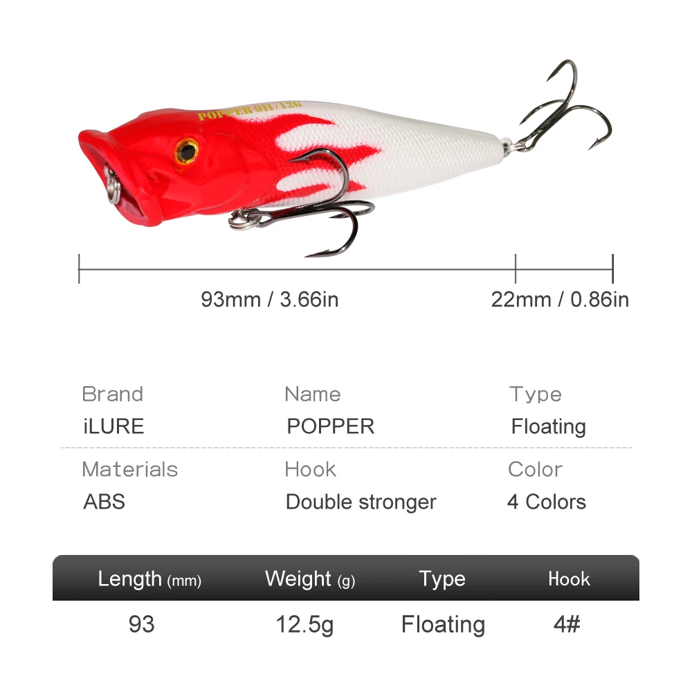 ILURE-señuelo de pesca de piezas, cebo duro Artificial, Wobblers flotantes, Crankbait Topwater, aparejos de pesca de roca, 12,5 G93 mm, ojos 3D - imagen 3