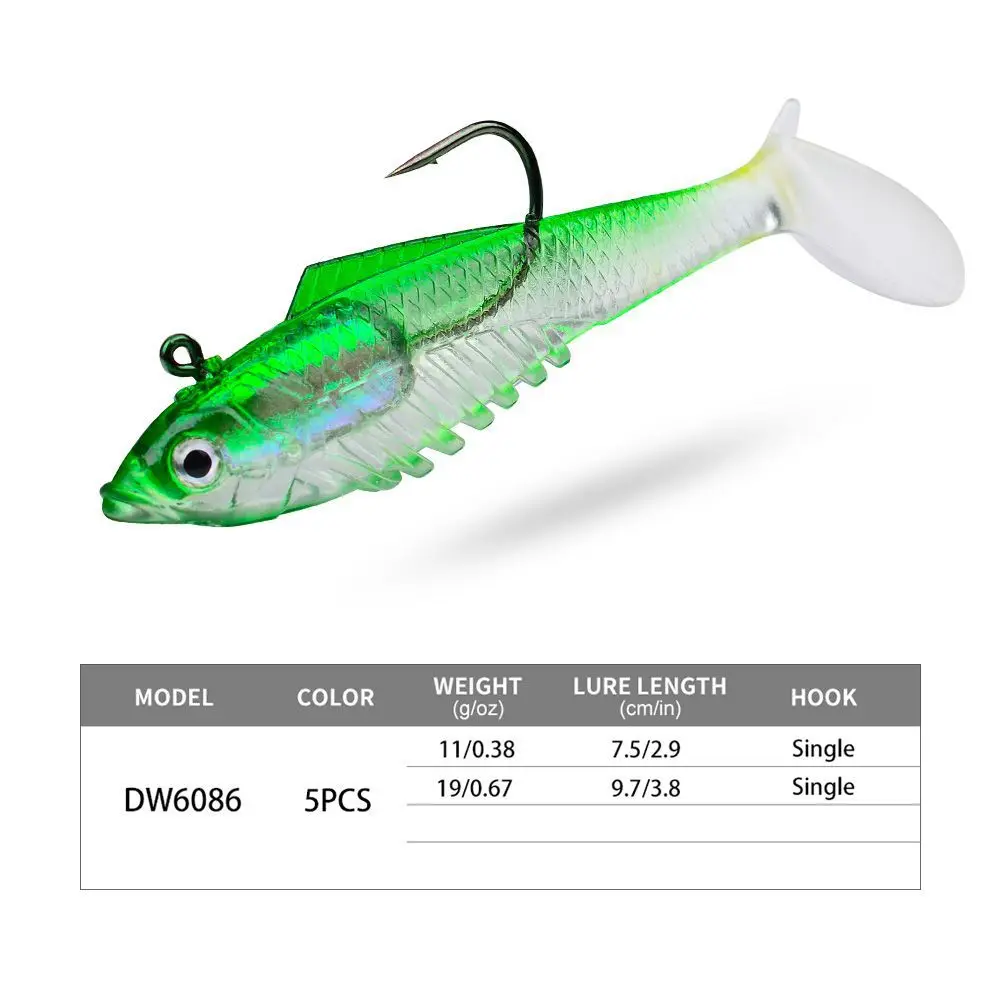 Sea.Yolo marca 11g/19g Jig cabeza de plomo señuelo suave pesca Swimbait señuelo de acero rico en carbono anzuelo para pesca de carpa y lubina - imagen 2