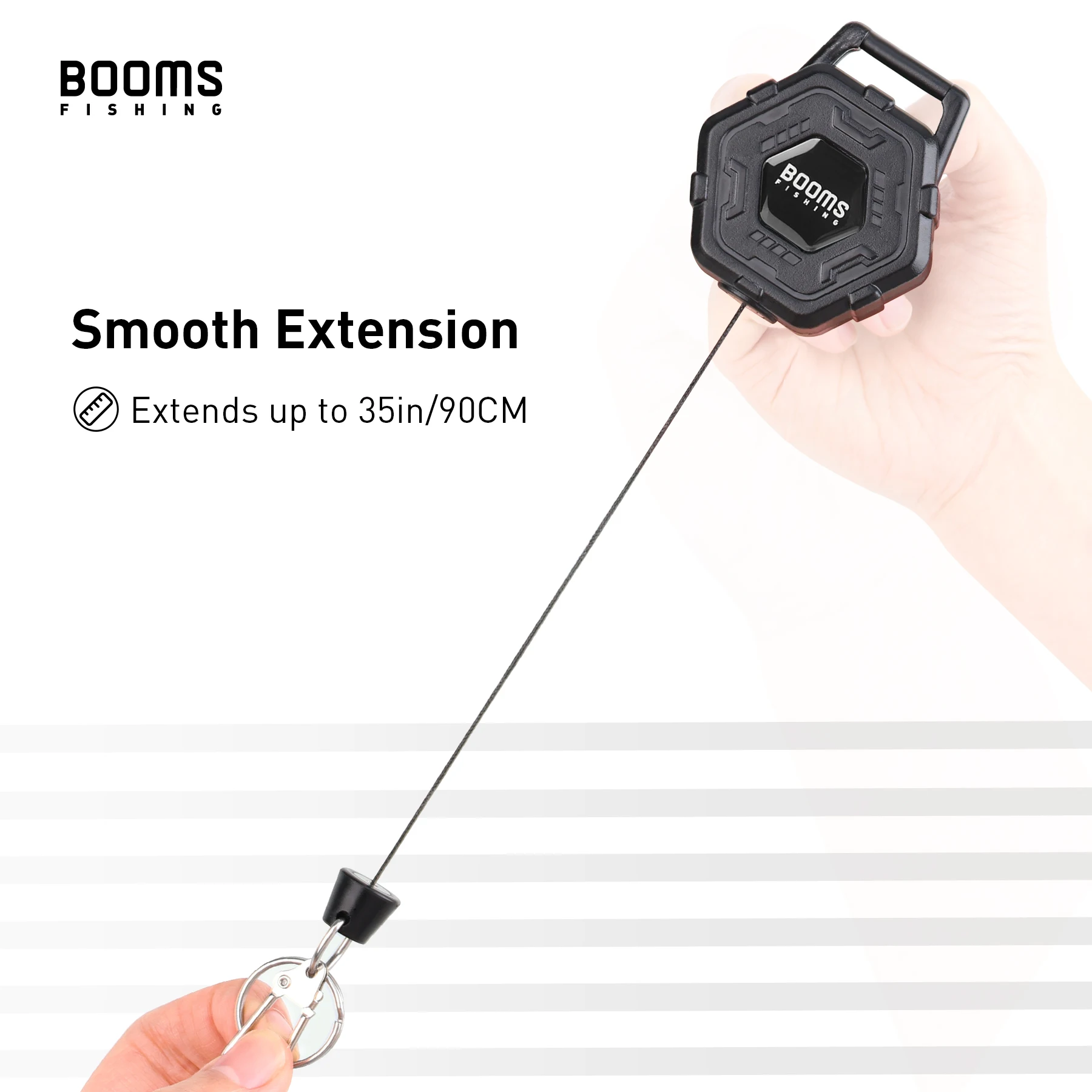 Booms Fishing-llavero retráctil RG5 de 90cm con Clip para cinturón, Retractor Zinger de pesca, soporte de insignia resistente de 2,6 kg, herramientas de pesca - imagen 5