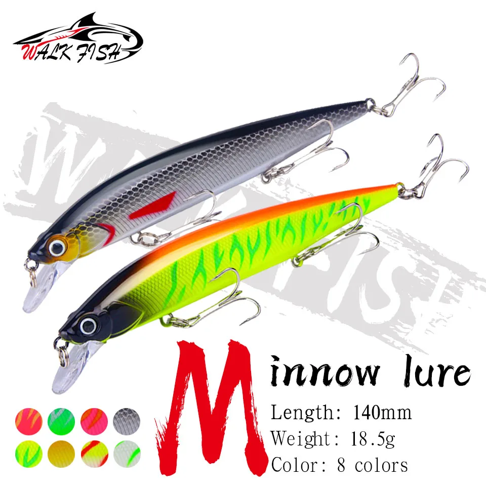 WALK FISH-Señuelos de Pesca de pececillos flotantes, cebo duro Artificial Wobbler de plástico láser con gancho, Crankbait, 140mm, 18,5g, 1 unidad - imagen 2