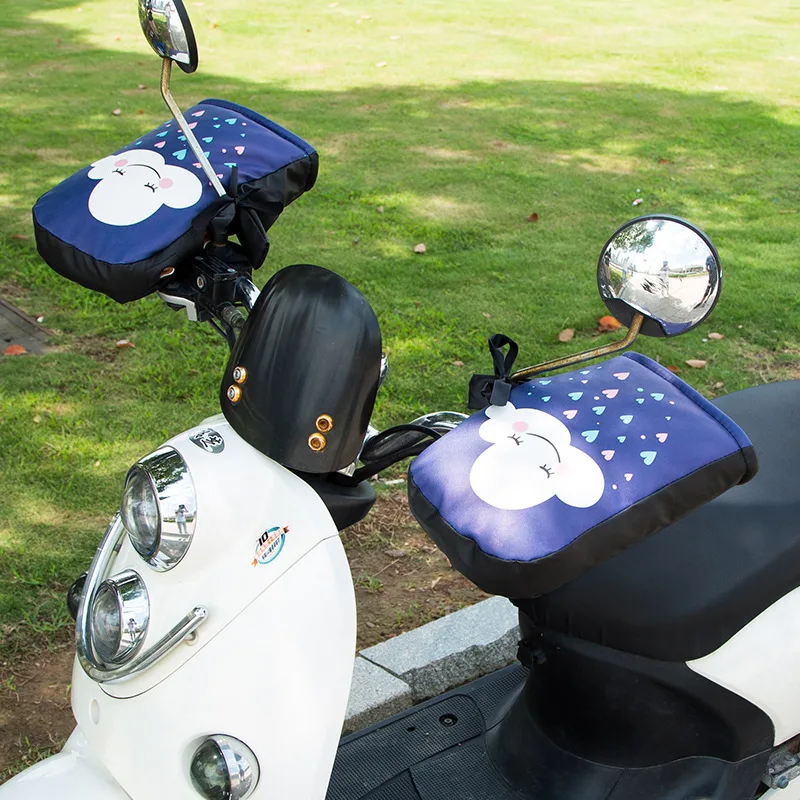 Guantes de manillar de invierno 2025, guantes de manillar de terciopelo con patrón de dibujos animados de felpa gruesa para bicicleta, motocicleta, accesorios de ciclismo - imagen 3