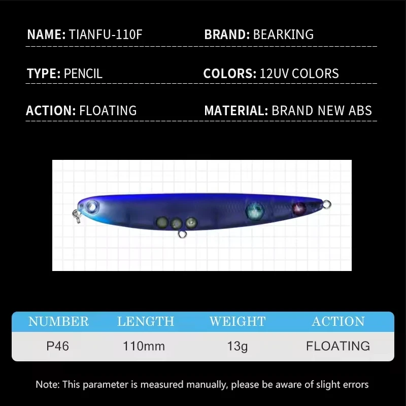 Bearking modelo caliente lápiz de calidad 1 pieza 11cm 13g señuelo de pesca duro manivela cebo Flaot lago río pesca Wobblers cebos de pesca de carpa - imagen 4