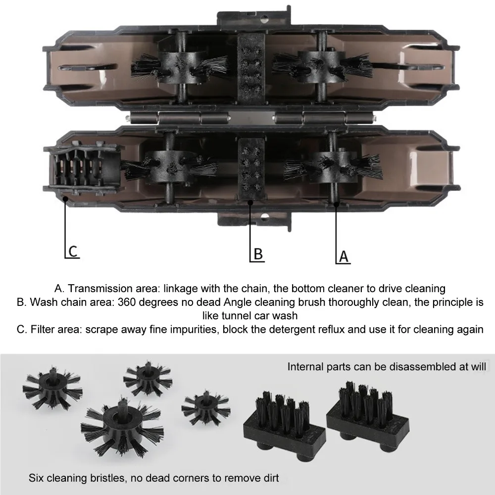 Depurador de cadena de bicicleta ABS duradero, 15 × 7 × 2,6 cm, negro, herramienta de limpieza de cadena, limpieza de bicicletas - imagen 5