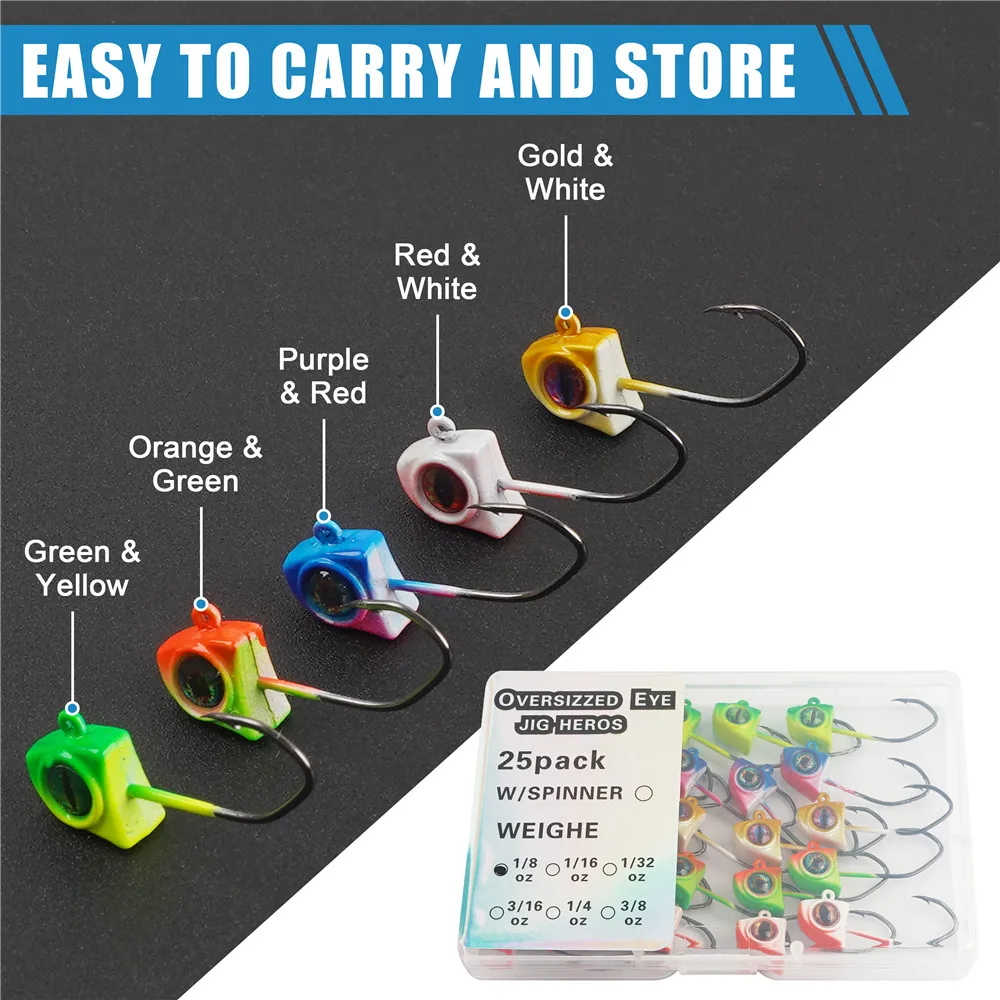 25 uds/50 Uds Crappie Jigs cabezas ojos 3D pesca Jig Head agua dulce y agua salada gusano anzuelos para Panfish Bass jigging pesca - imagen 3