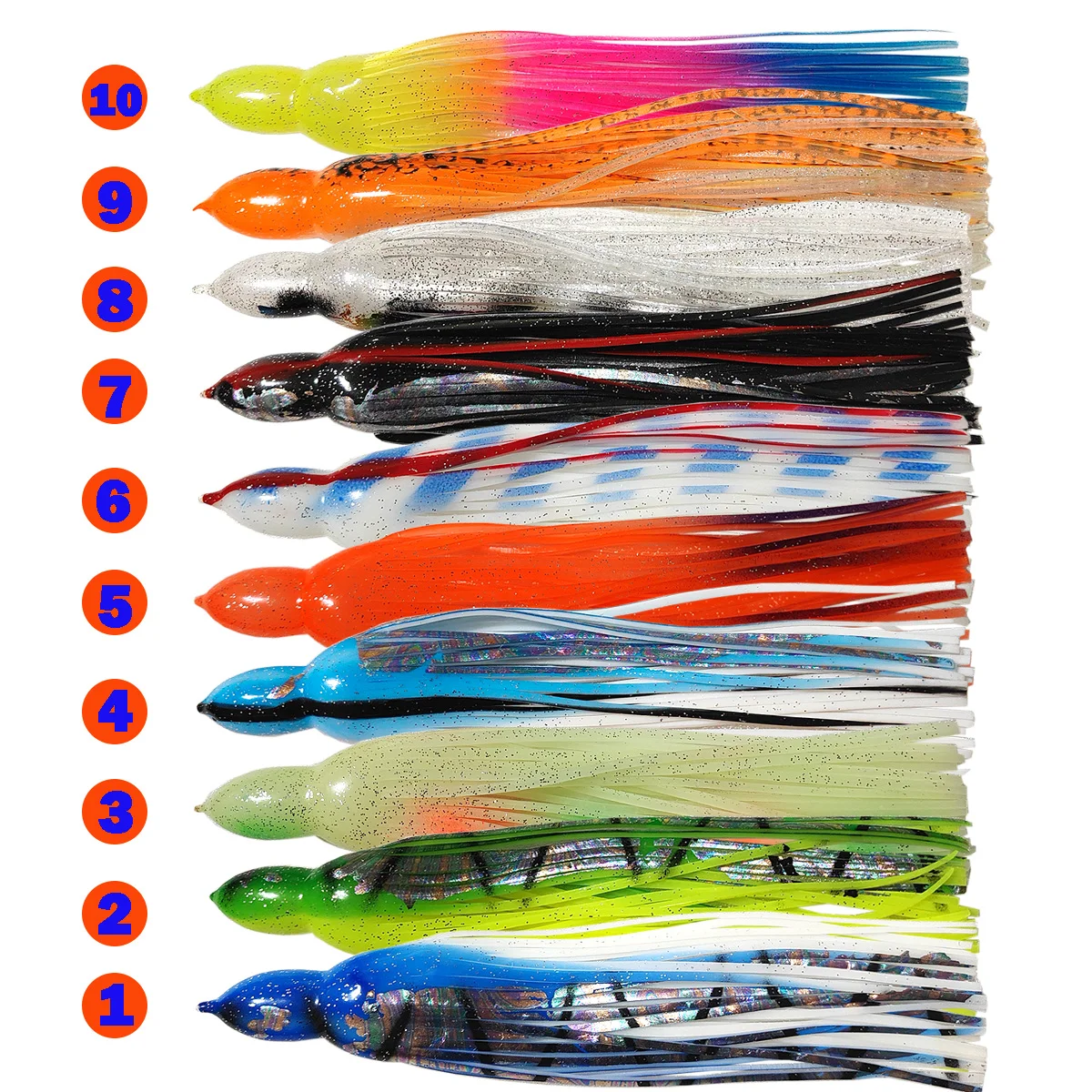 Señuelo Marlin de 9 ", faldas de calamar, señuelos, cebo de goma, gran juego, señuelo de pesca de curricán, faldas de pulpo de repuesto para pesca atún - imagen 5