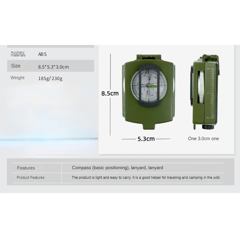 Brújula multifuncional americana para exteriores, luz nocturna profesional para acampar de alta precisión, brújula sin equipo de supervivencia perdida - imagen 3