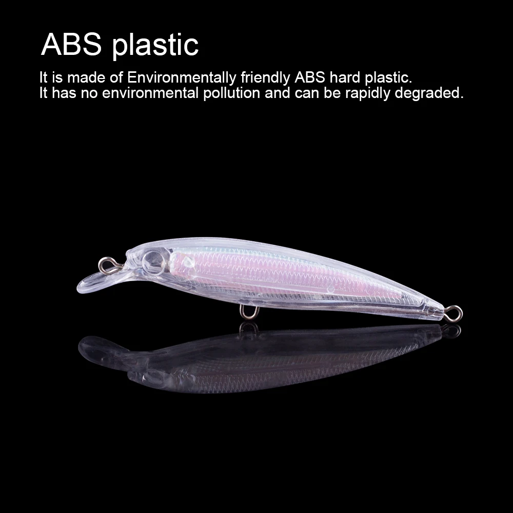 Hanlin-SEÑUELOS DE PESCA DE pececillos sin pintar, cebos artificiales de plástico duro en blanco, aparejos interiores holográficos flotantes, 9CM, 6G, 10/20 piezas - imagen 5