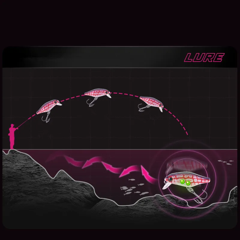 Señuelo de pesca con estampado 3D, pintura de pececillo, tablero de buceo corto de hundimiento lento, señuelos artificiales, bolas ruidosas, lote de 5 piezas en oferta - imagen 3