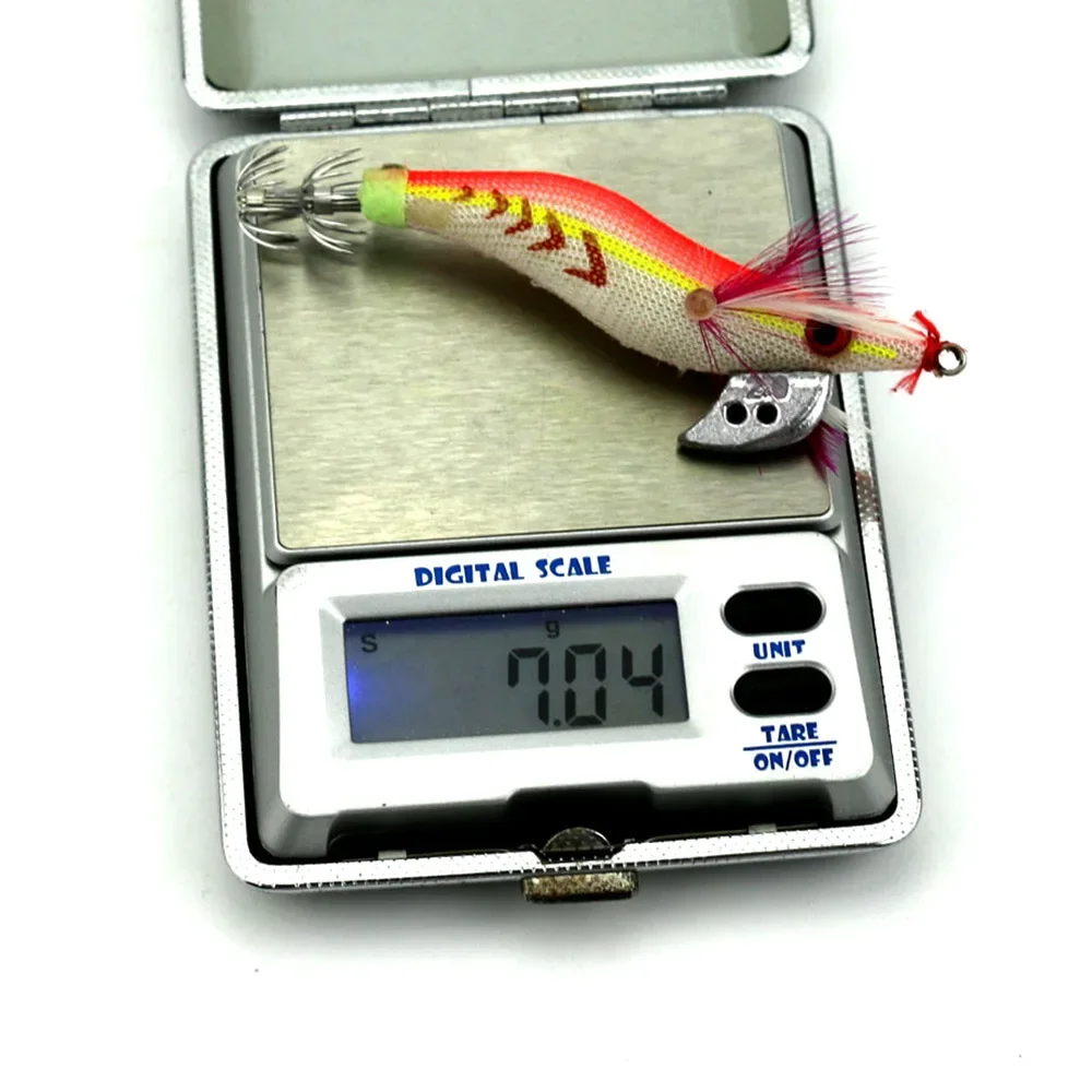 Anzuelo de calamar para pesca, señuelo Artificial de madera brillante de 8cm y 7,4g, 1/4 piezas - imagen 4