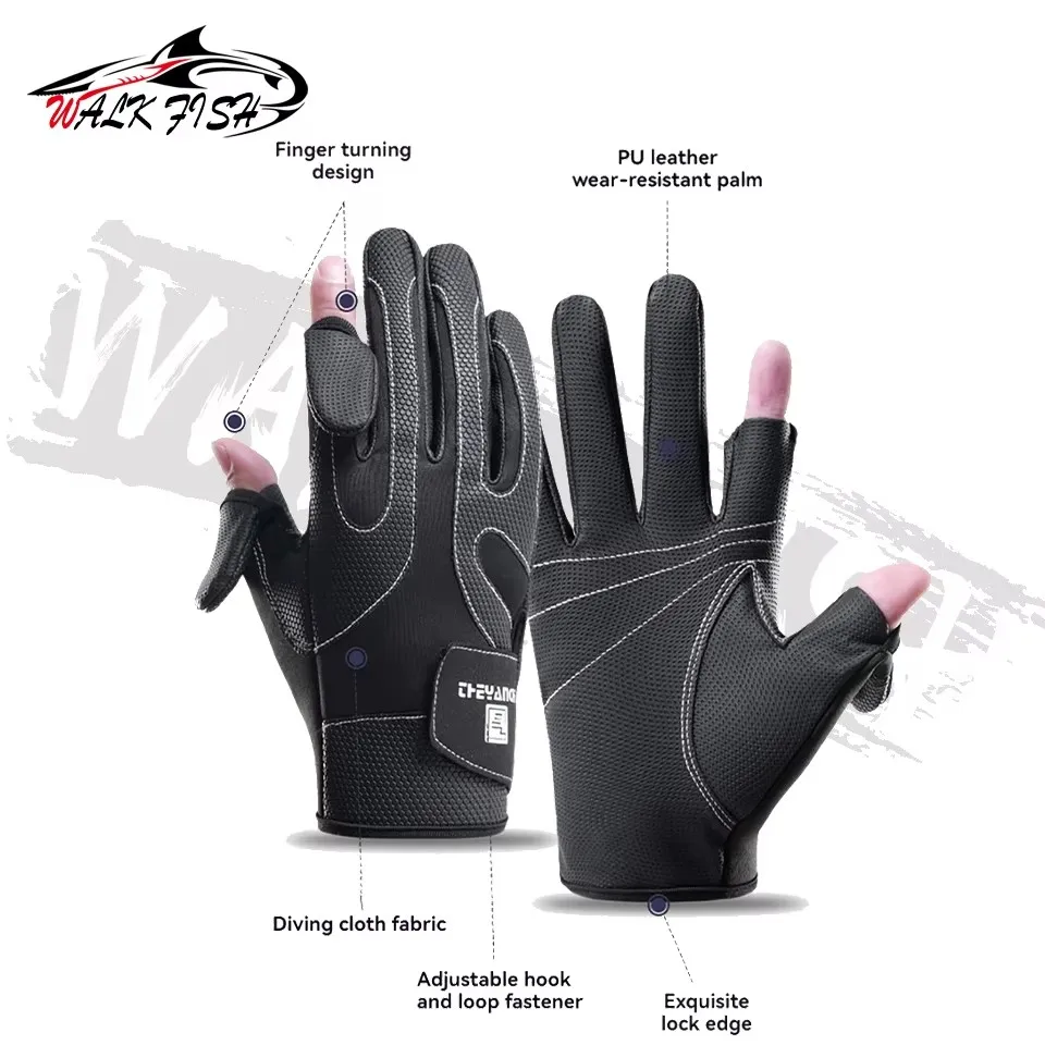 Guantes de pesca WALK FISH Otoño Invierno uso al aire libre espesar dedo Flip antideslizante resistente al desgaste pantalla táctil Lull Gear hombres ciclo - imagen 5