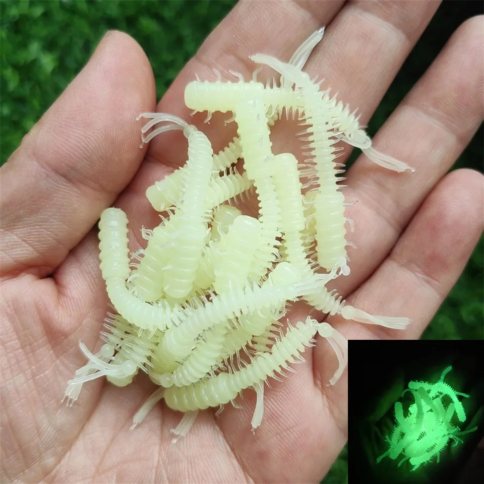 Swolfy-Mini señuelo de pesca Ajing, 50 piezas, 0,4g/45mm, Twin Tail Isca Artificial Wobbler Ocean Rock, aparejos de pesca de silicona - imagen 5