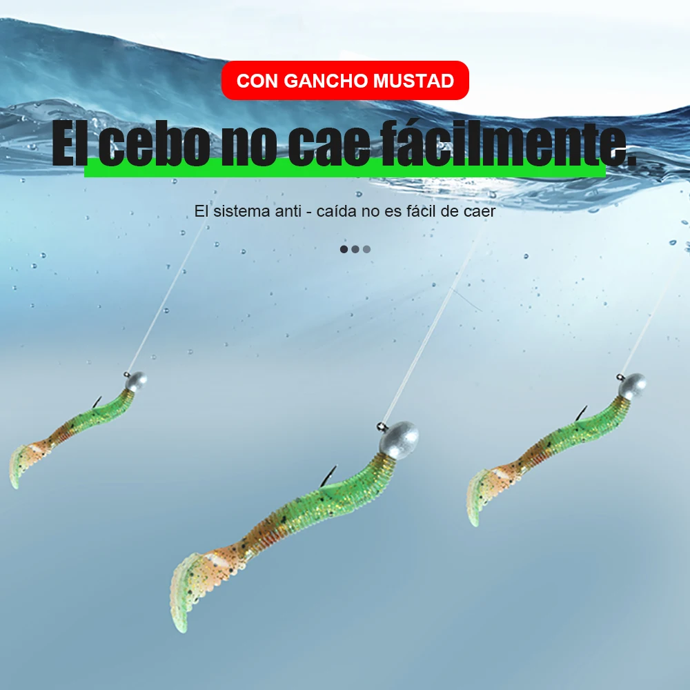FTK-anzuelos de pesca de doble púa, cebo blando, Mustad, 1,5g, 2,5g, 3g, 5g, 10 unids/lote por paquete - imagen 5