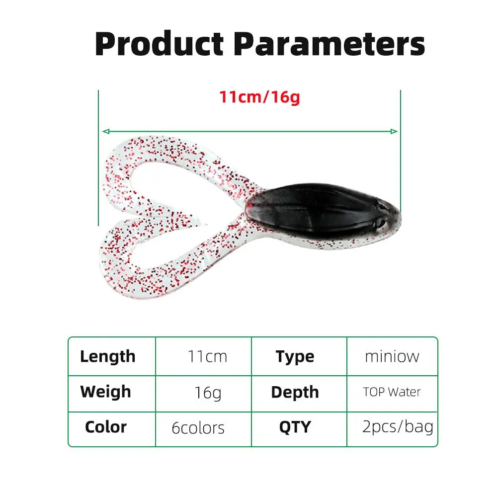 Juego de 2 uds de señuelo de rana de salto suave de pesca 11cm/16g señuelo de cebo de pesca Topwater - imagen 2
