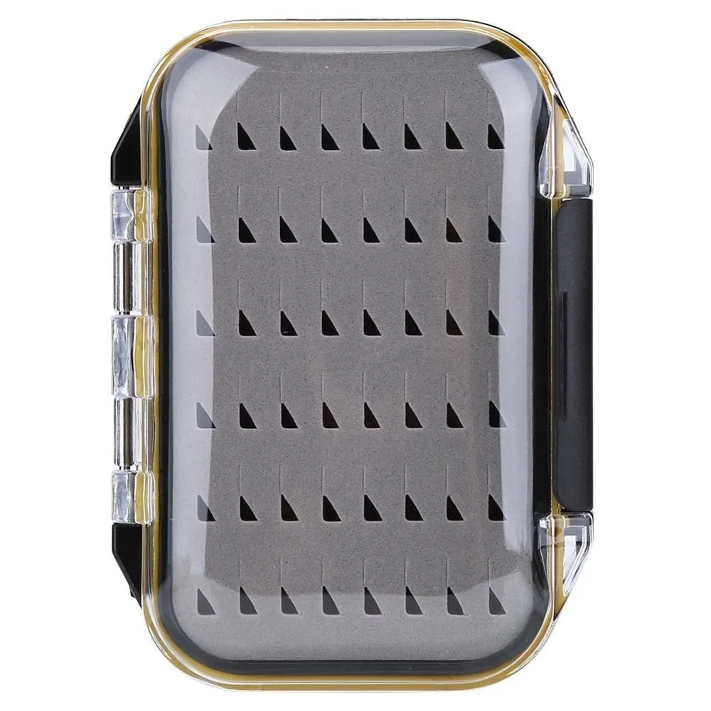 Caja de cebos de pesca con mosca duradera de doble cara, caja de señuelos con mosca acolchada de espuma de plástico, tapa transparente, caja impermeable para moscas, almacenamiento de ganchos