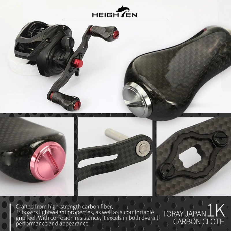 HEIGHTEN-mango doble para carrete Baitcasting, aluminio aeroespacial, distancia central de 85/95mm + perillas de carbono de 20mm, modificación de pesca con señuelo - imagen 5