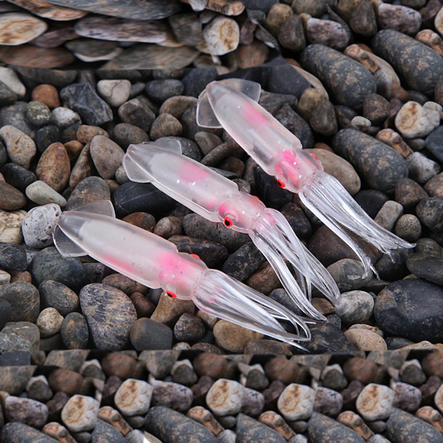 5 uds Señuelos de calamar de pesca 75mm señuelo suave pesca Jigging señuelo Spinnerbait pesca en el mar plantillas de calamar cebo Artificial - imagen 5