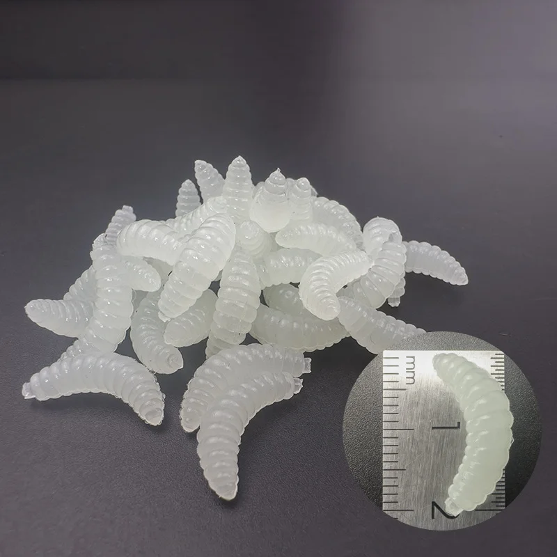 Señuelos de pesca blandos Mealworm, 50 piezas, cebo suave de pesca con larva amarilla, cebo para peces realista, brillante y fragante - imagen 2