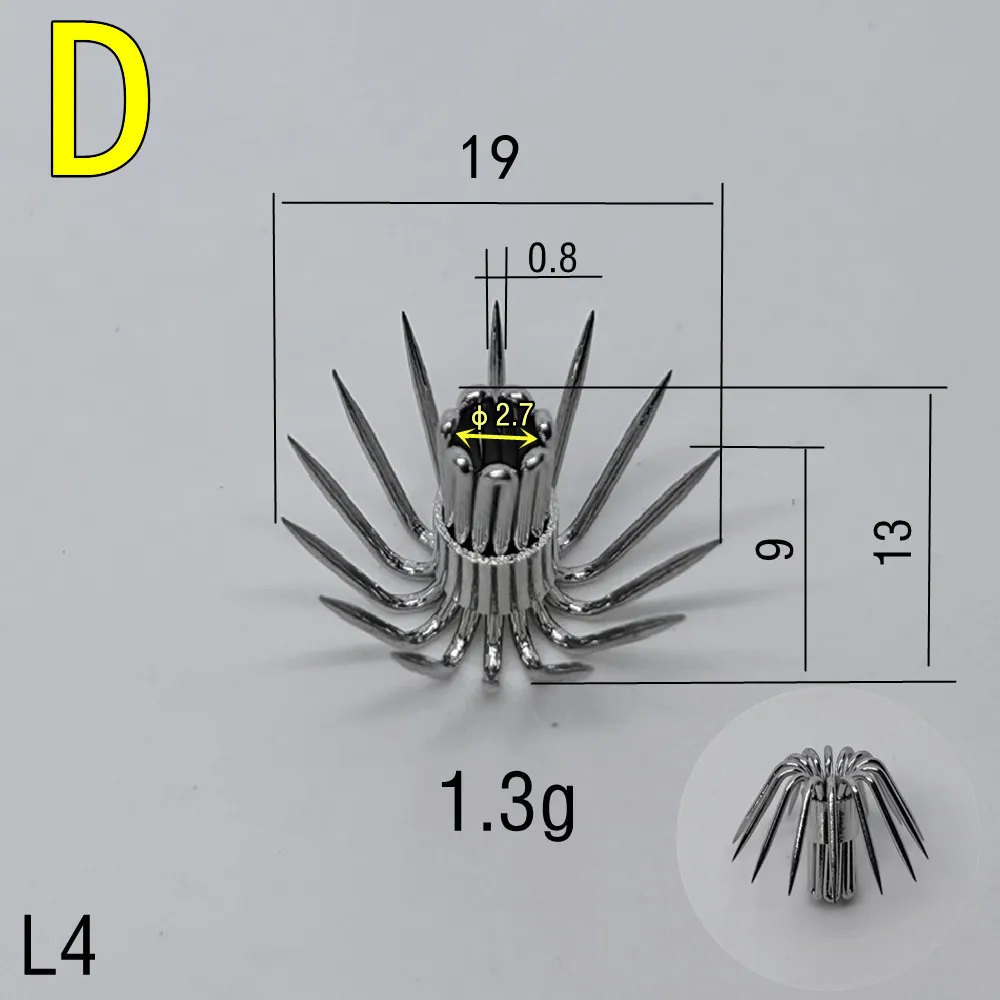 Anzuelos de calamar de acero inoxidable, accesorios de señuelo de plantilla, herramienta de pesca de araña de paraguas, aguja de mar de sepia, garra de corona, 304, 20 piezas, 50 Uds. - imagen 5