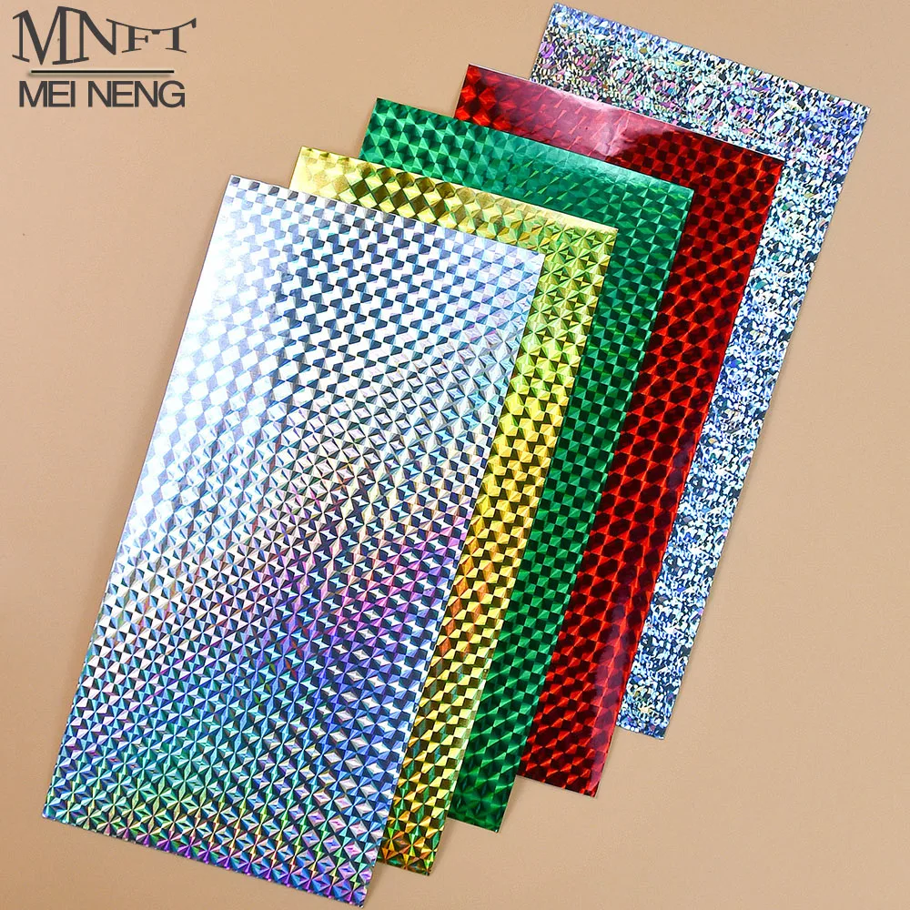 5 hojas de pegatinas holográficas de escamas de pescado para señuelos de pesca de 8x4 pulgadas, cinta luminosa adhesiva para hacer señuelos, cebos de Metal, manualidades DIY