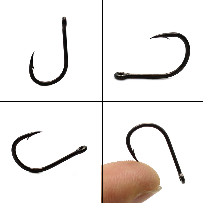 10 Uds. Anzuelos de púas de acero inoxidable con revestimiento de PTFE, anzuelos de pesca de carpa, gancho de carpa sin púas Micro con borde ancho curvo - imagen 4