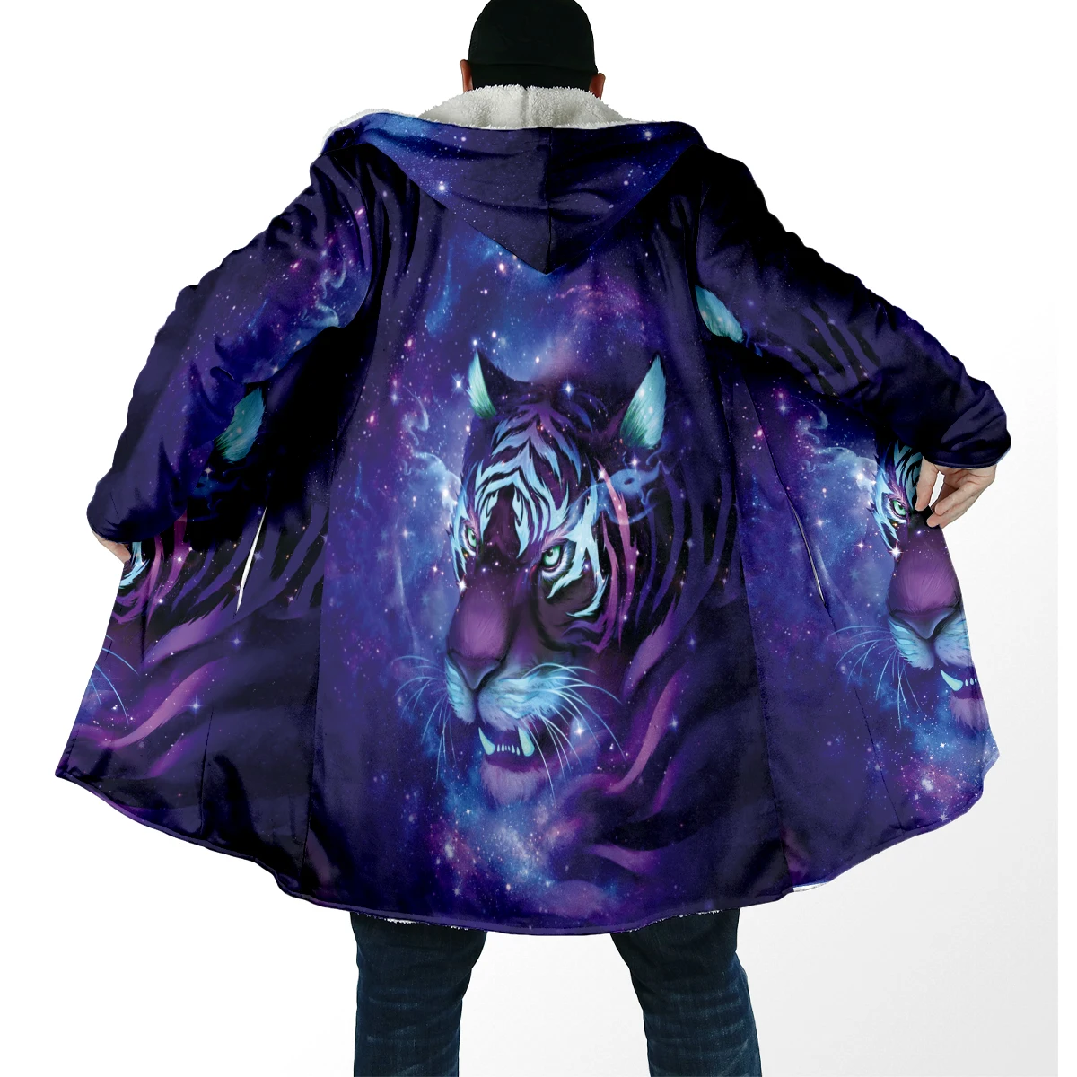 Abrigo de invierno con capucha de lana gruesa estampado tigre 3D - imagen 5