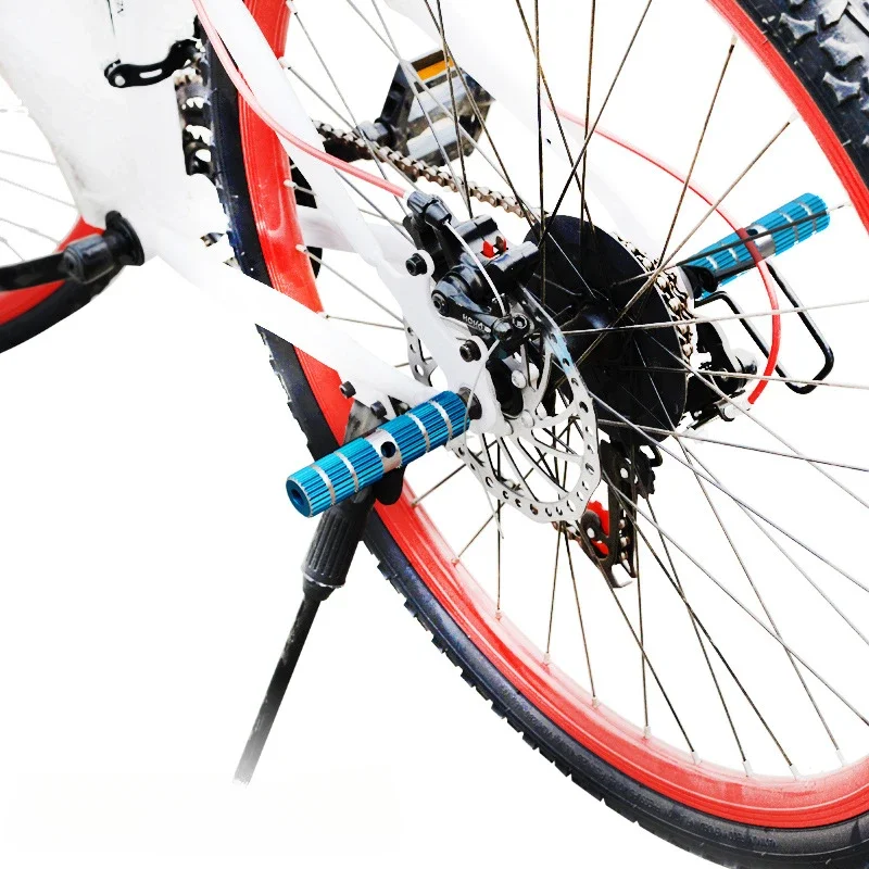 1 par de pedales de bicicleta, clavijas de reposapiés de eje, aleación de aluminio antideslizante, Pedal de zócalo delantero y trasero para bicicleta de montaña y carretera - imagen 3