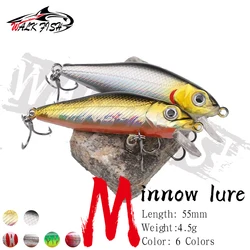 WALK FISH 5,5 cm 4,5g ojos 3D flotante Minnow señuelo plástico Pesca Artificial Jig Wobblers Crankbait Pesca cebos duros lubina