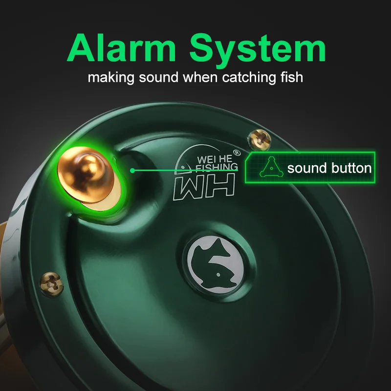 WEIHE 40L60L carrete de pesca de curricán verde Retro tambores de placa de hierro de roca lenta para pescar en barco negro en alta mar - imagen 4