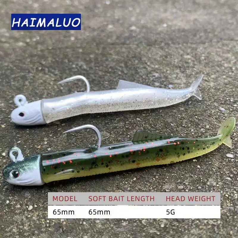 HAIMALUO-señuelo de pesca suave con mosca, plantilla de cola, pececillo, nueva arena, Anguila, cebos de plástico artificiales, agua salada, lubina, Swimbait, equipo de aparejos - imagen 2