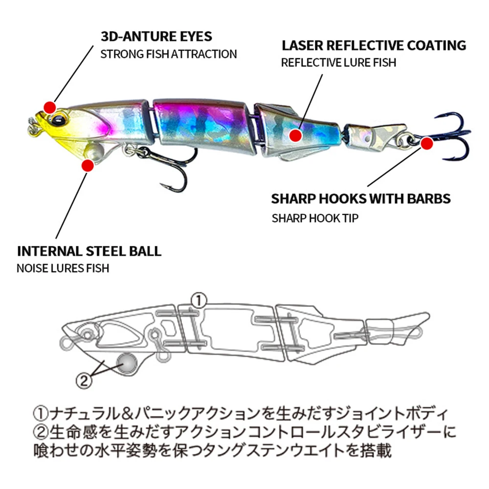 Señuelos de pesca de 9cm y 5,8g, Swimbait que se hunden, Wobbler, cebo articulado de fundición larga, cebo duro Artificial, Jerkbait, accesorios de pesca DJY103 - imagen 4