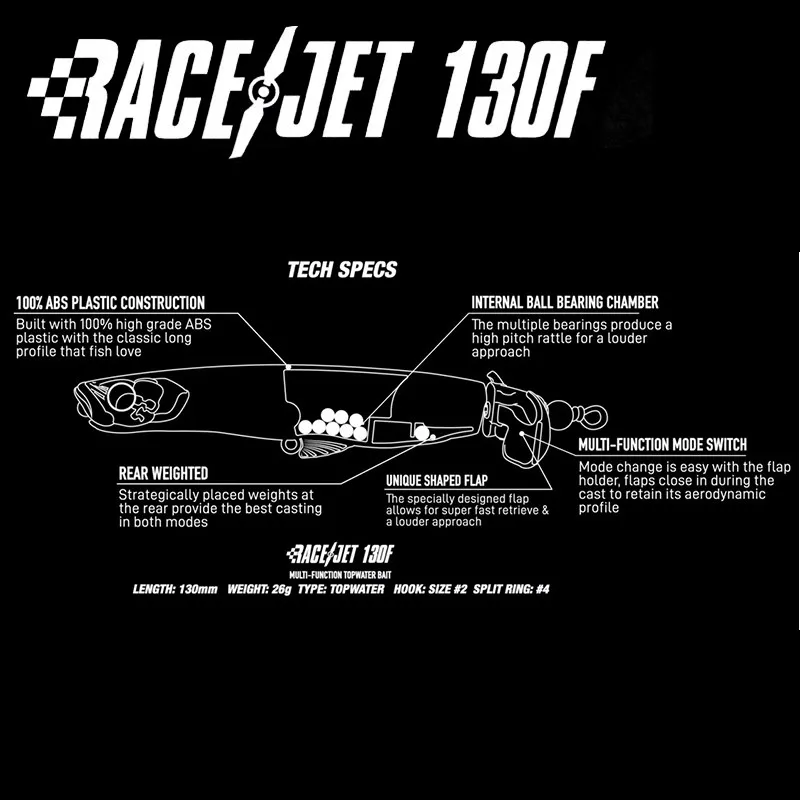 24 hueso nuevo señuelo hueso Racejet agua superior 130mm 26g MULTI-FONCIÓN flotante BAIT 130mm 26g WALK THE DOG/PROP MODE - imagen 4