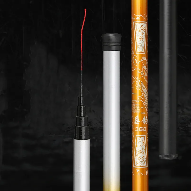 Caña de pescar Manual de fibra de carbono dura Extra larga, flujo de caña de pescar telescópica, 3,6 M/4,5 M/5,4 M/6,3 M/7,2 M - imagen 4