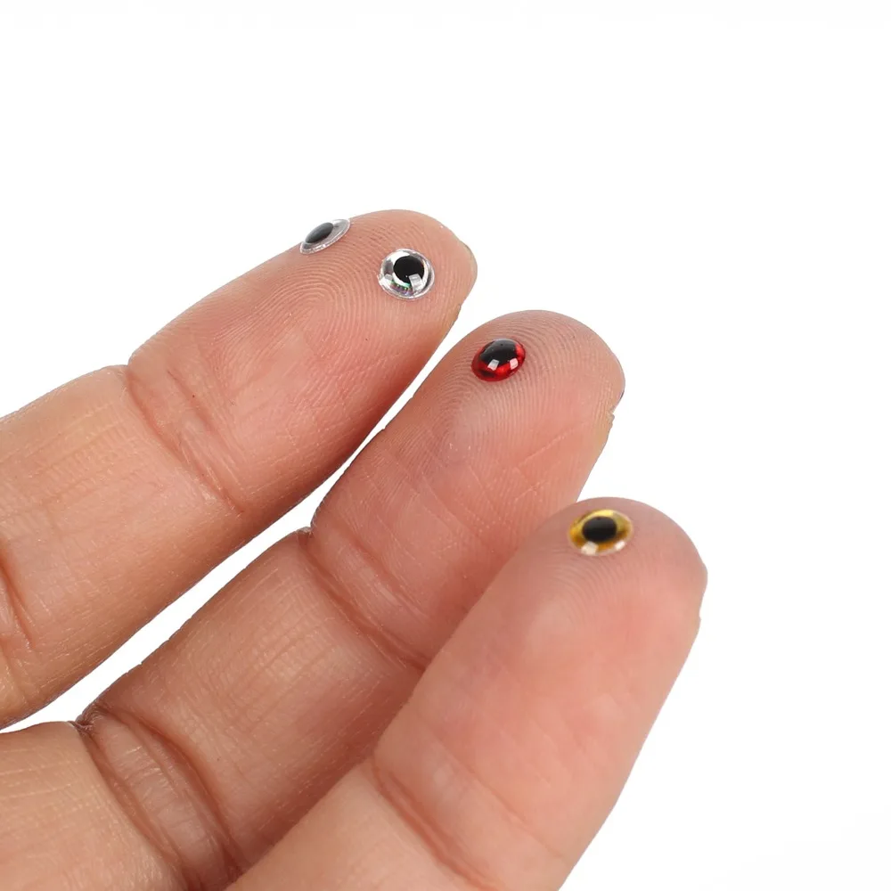 Ojos de señuelo de pesca holográficos 3D, 3mm, 4mm, 5mm, 6mm, simulación de pesca con mosca, pececillos artificiales, aparejos de pesca de ojo DIY, 100 unids/lote - imagen 5