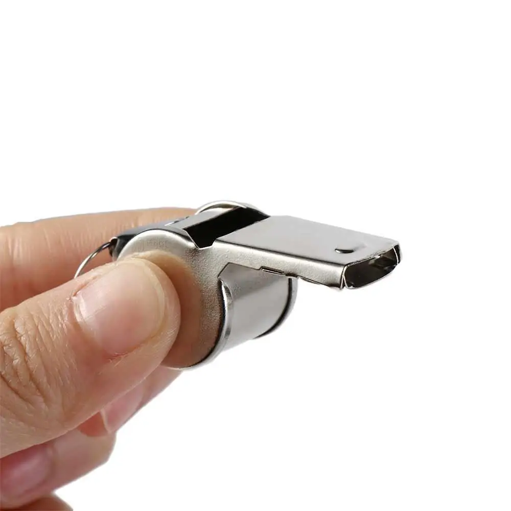 Silbato de Metal fuerte de fútbol con cuerda, silbatos fuertes de acero inoxidable, silbatos de árbitro portátiles compactos, salvavidas - imagen 3