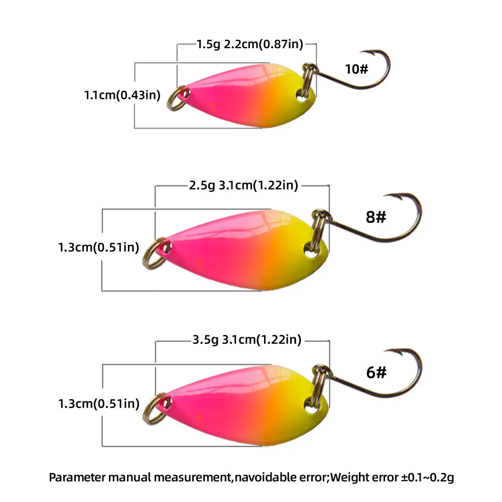 Balleo-mini señuelo giratorio con un solo anzuelo para trucha, cuchara de metal colorida, Lucio y lubina, juego de 12 piezas, 1,5G/2,5G/3,5G - imagen 2