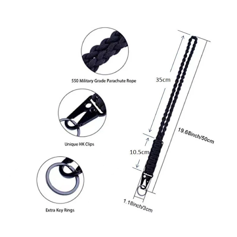 Cordón trenzado Paracord para el cuello, paraguas, cordón trenzado para teléfono móvil, colgante con hebilla de olecrano, Montañismo de supervivencia al aire libre - imagen 5