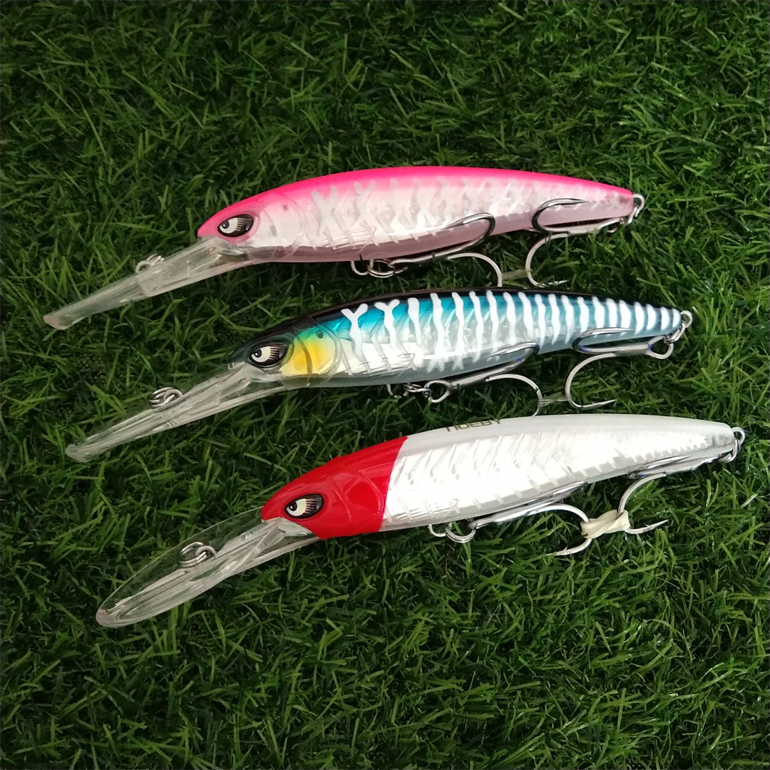 Noeby 3 uds 14cm 47g señuelo de pesca flotante cebo de pececillo de fundición larga señuelos de lubina de agua salada cebo duro Minnow para pesca de lubina - imagen 2