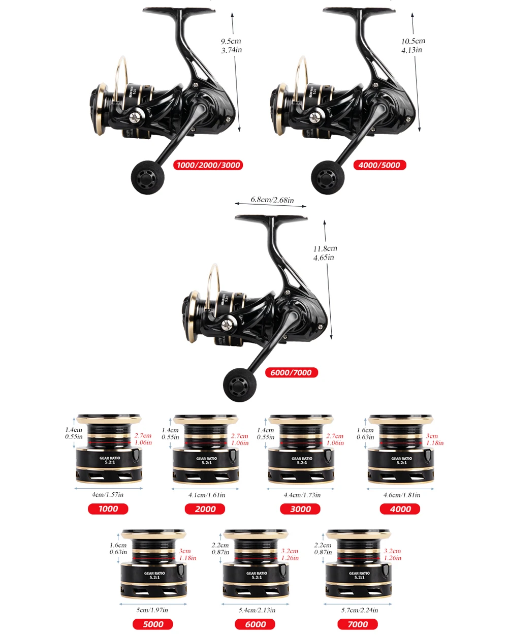 Mango profesional ultraligero de EVA de 1000 ~ 7000, carrete de Metal CNC de arrastre máximo de 8-12kg, carrete de pesca giratorio, agua dulce y salada - imagen 3