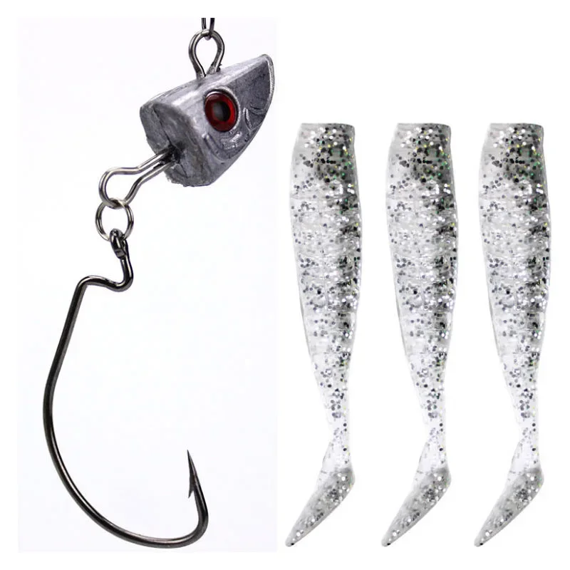 Jig Head plomo puro con anzuelo offset y doble anilla para vinilo - imagen 5