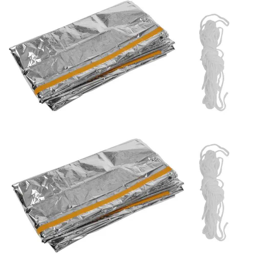 Manta reflectante de emergencia, tienda de emergencia portátil reutilizable, impermeable, ligera, refugio de supervivencia para senderismo, 2 uds.