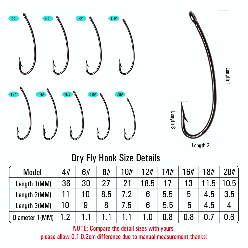 Wifreo 50 Uds 3X anzuelos para mosca seca de vástago largo anzuelo de pesca con mosca seca de acero alto en carbono alambre fuerte para poppers ninfas de mosca seca - imagen 3