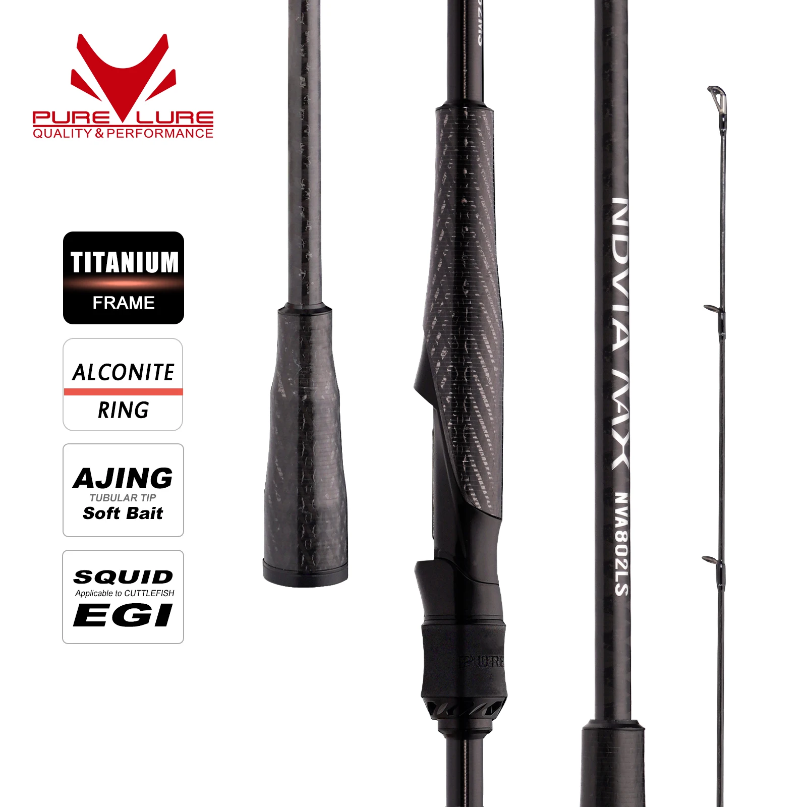 PURELURE nuevo NDVIA MAX Ajing y Eging punta Tubular 8 pies 8,3 pies 8,6 pies 1,2-10G señuelo suave y EGI F/MF acción perca Pike Zander calamar
